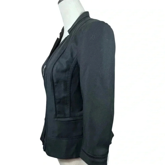 White House Black Market black zip front perfect form jacket size 6 - Picture 5 of 10